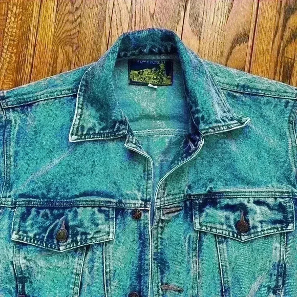 Vintage 80s acid wash denim jacket size medium jean jacket - Picture 4 of 6